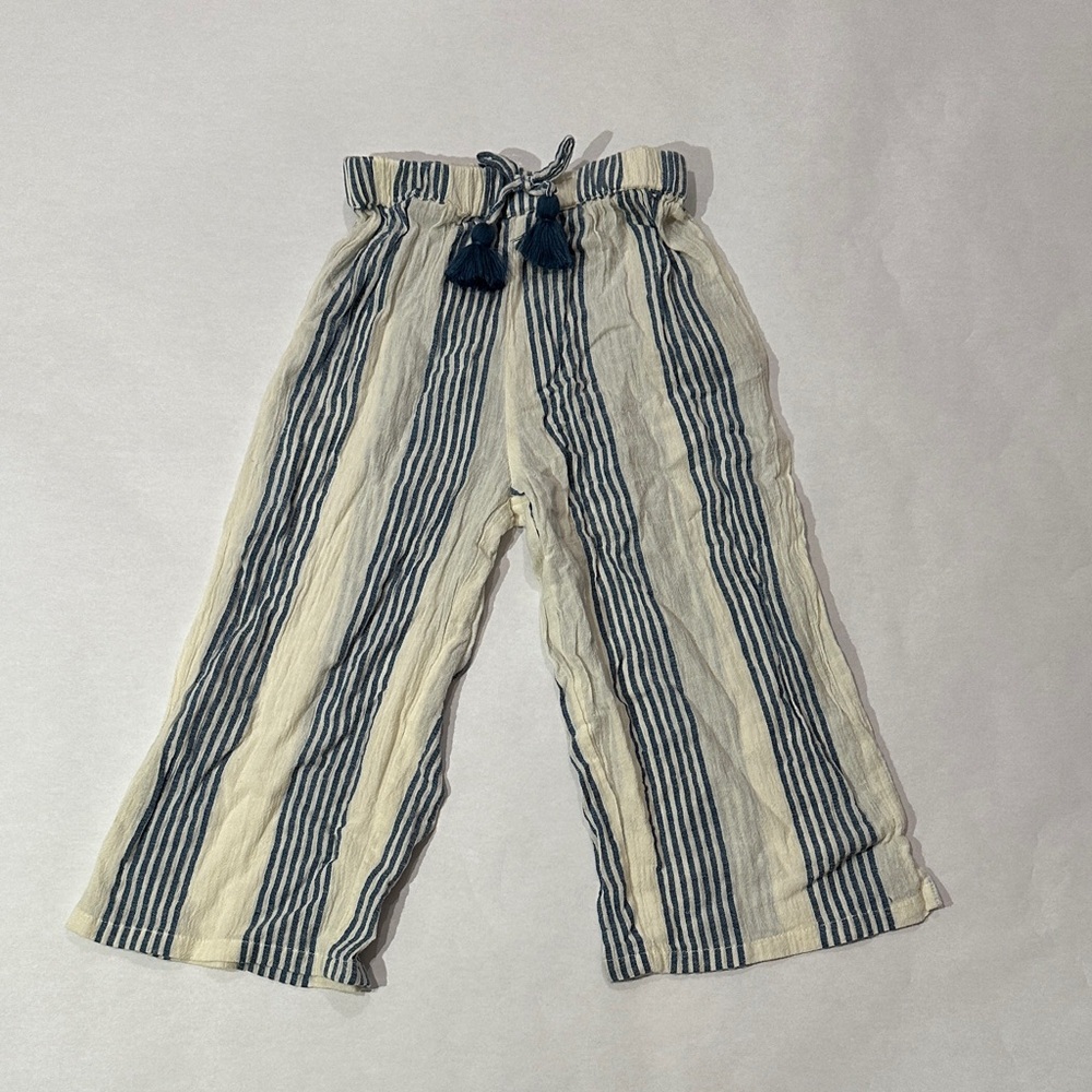Pink Chicken Striped Kids Pants in Navy and Cream
